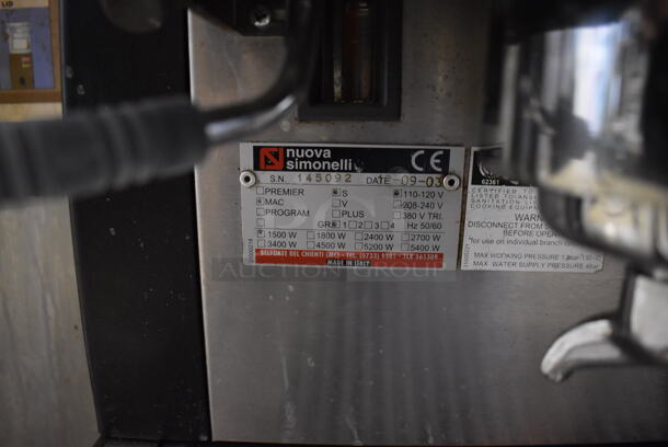 Nuova Simonelli MAC Stainless Steel Commercial Countertop Single Group Espresso Machine w/ 2 Portafilter and Steam Wand. 110-120 Volts, 1 Phase. 14.5x21.5x21.5 - Image 5 of 8