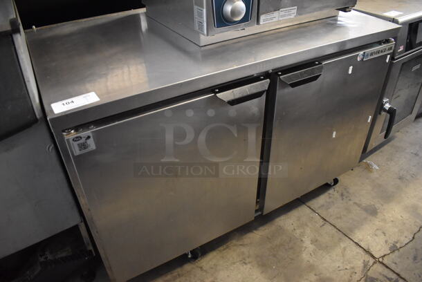 Beverage Air WTR48AHC Stainless Steel Commercial 2 Door Undercounter Cooler on Commercial Casters. 115 Volts, 1 Phase. 48x29x32. Tested and Powers On But Does Not Get Cold - Image 1 of 5
