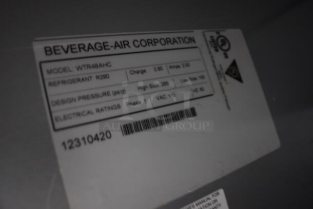 Beverage Air WTR48AHC Stainless Steel Commercial 2 Door Undercounter Cooler on Commercial Casters. 115 Volts, 1 Phase. 48x29x32. Tested and Powers On But Does Not Get Cold - Image 5 of 5