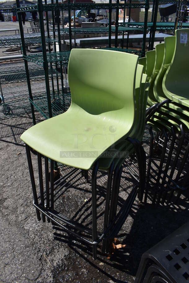 6 Green Poly Bar Height Chairs on Metal Legs. Stock Picture - Cosmetic Condition May Vary. 20x24x38. 6 Times Your Bid! - Image 2 of 4