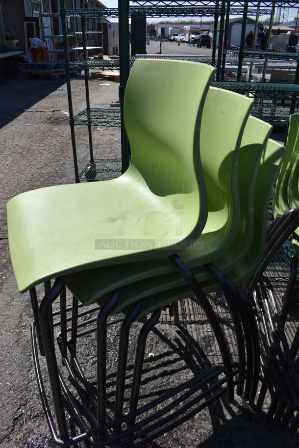 6 Green Poly Bar Height Chairs on Metal Legs. Stock Picture - Cosmetic Condition May Vary. 20x24x38. 6 Times Your Bid! - Image 3 of 4