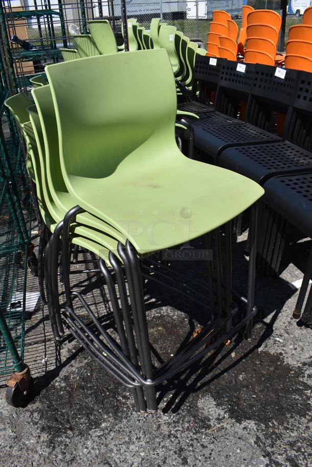 6 Green Poly Bar Height Chairs on Metal Legs. Stock Picture - Cosmetic Condition May Vary. 20x24x38. 6 Times Your Bid! - Image 4 of 4