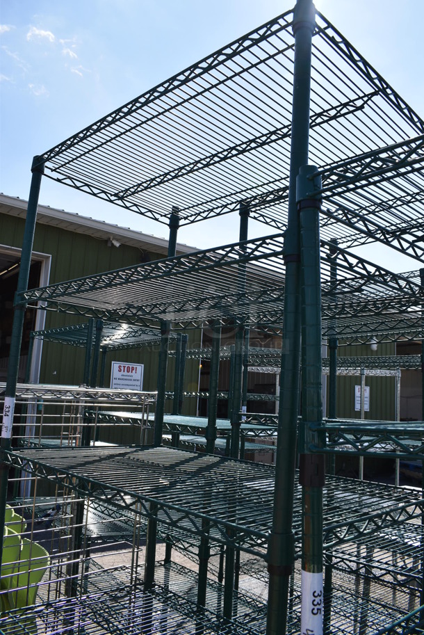 Green Finish 6 Tier Wire Shelving Unit on Commercial Casters. BUYER MUST DISMANTLE. PCI CANNOT DISMANTLE FOR SHIPPING. PLEASE CONSIDER FREIGHT CHARGES. 36x21x92 - Image 2 of 4