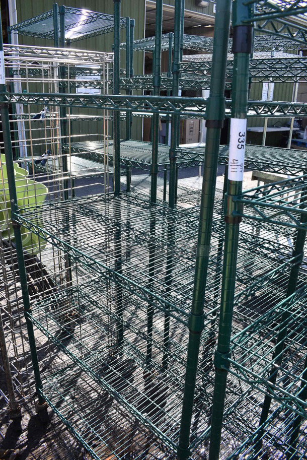 Green Finish 6 Tier Wire Shelving Unit on Commercial Casters. BUYER MUST DISMANTLE. PCI CANNOT DISMANTLE FOR SHIPPING. PLEASE CONSIDER FREIGHT CHARGES. 36x21x92 - Image 3 of 4