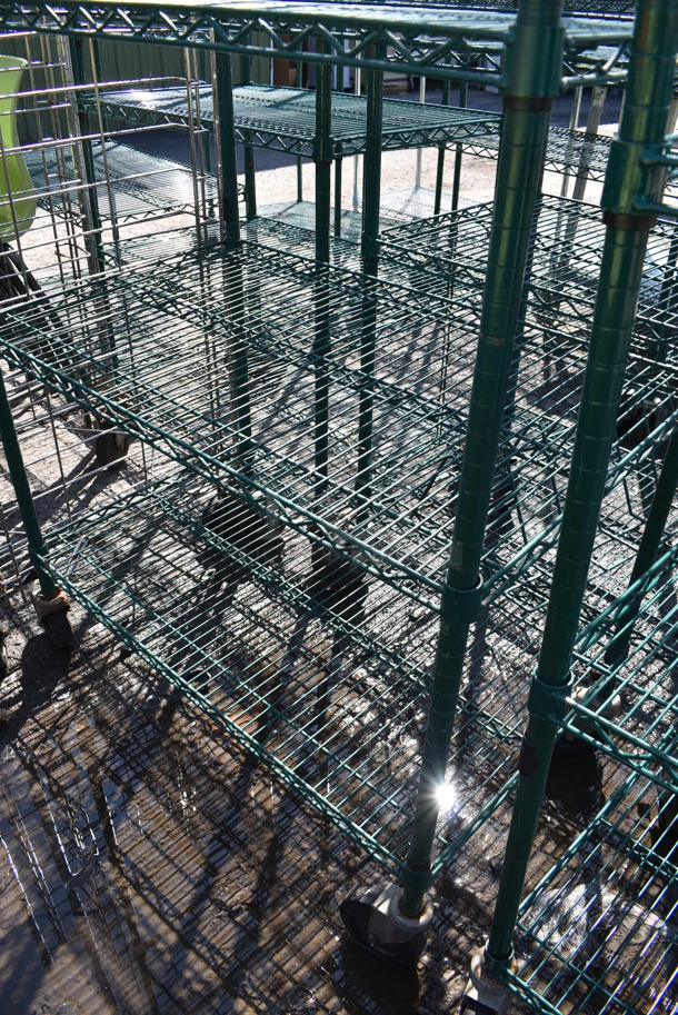 Green Finish 6 Tier Wire Shelving Unit on Commercial Casters. BUYER MUST DISMANTLE. PCI CANNOT DISMANTLE FOR SHIPPING. PLEASE CONSIDER FREIGHT CHARGES. 36x21x92 - Image 4 of 4