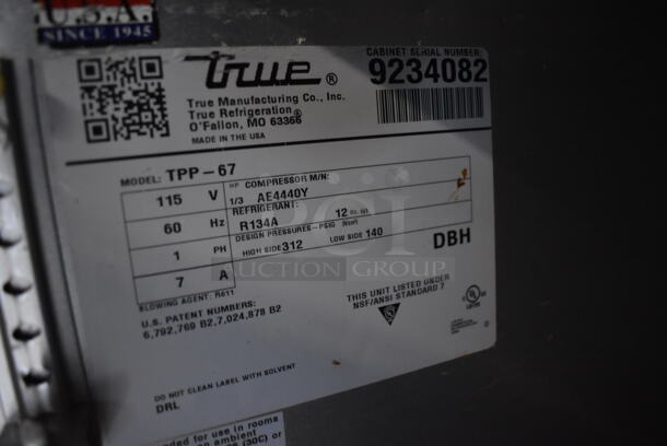 2017 True TPP-67 Stainless Steel Commercial Pizza Prep Table on Commercial Casters. 115 Volts, 1 Phase. 67x34.5x34. Tested and Working! - Image 9 of 9