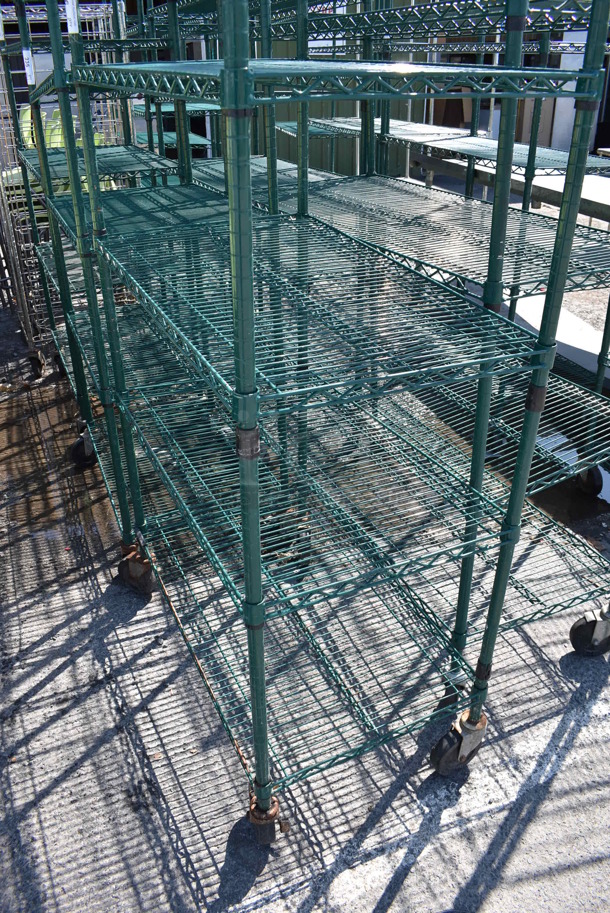 Green Finish 6 Tier Wire Shelving Unit on Commercial Casters. BUYER MUST DISMANTLE. PCI CANNOT DISMANTLE FOR SHIPPING. PLEASE CONSIDER FREIGHT CHARGES. 36x21x80 - Image 3 of 3