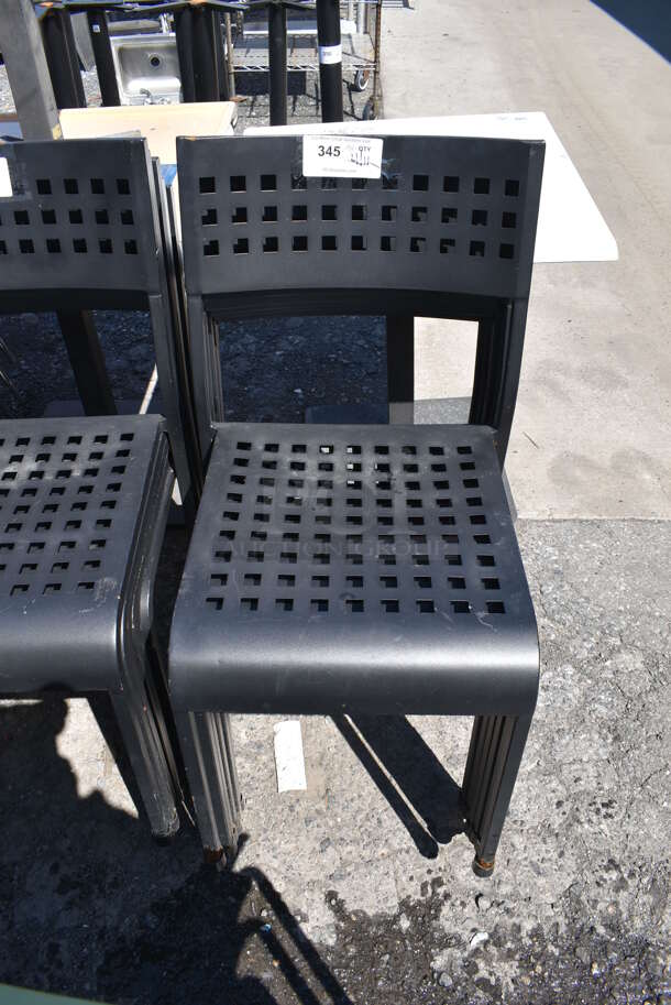 6 Black Metal Dining Height Patio Chairs. Stock Picture - Cosmetic Condition May Vary. 18x18x33. 6 Times Your Bid!