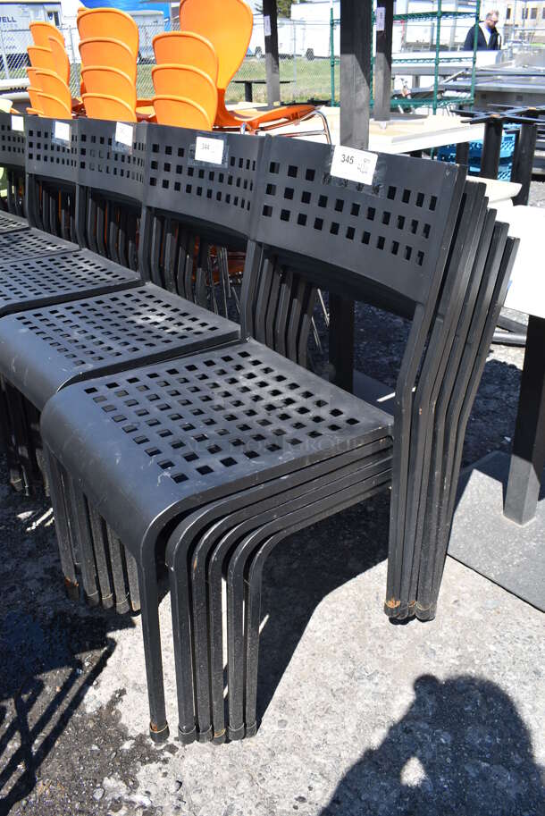 6 Black Metal Dining Height Patio Chairs. Stock Picture - Cosmetic Condition May Vary. 18x18x33. 6 Times Your Bid! - Image 2 of 5