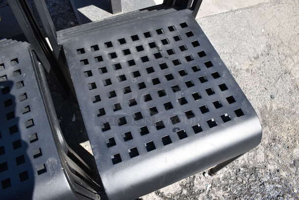 6 Black Metal Dining Height Patio Chairs. Stock Picture - Cosmetic Condition May Vary. 18x18x33. 6 Times Your Bid! - Image 4 of 5