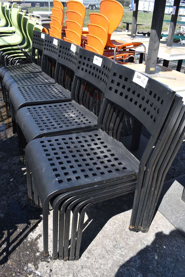 6 Black Metal Dining Height Patio Chairs. Stock Picture - Cosmetic Condition May Vary. 18x18x33. 6 Times Your Bid! - Image 5 of 5