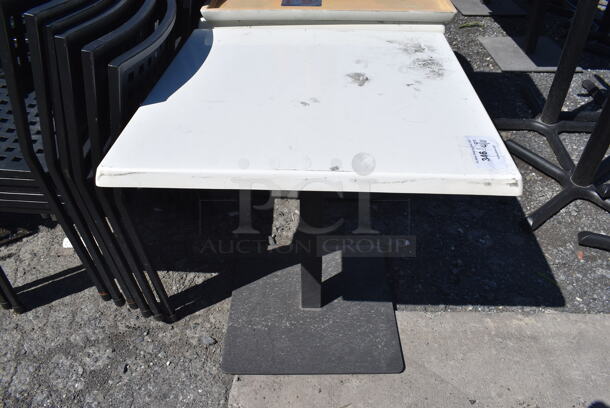 3 White Dining Height Tables on Metal Table Base. 27.5x27.5x29.5. 3 Times Your Bid! - Image 1 of 3