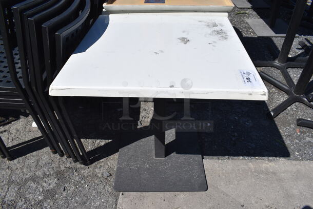 3 White Dining Height Tables on Metal Table Base. 27.5x27.5x29.5. 3 Times Your Bid!