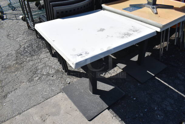 3 White Dining Height Tables on Metal Table Base. 27.5x27.5x29.5. 3 Times Your Bid! - Image 3 of 3