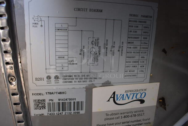 Avantco 178APT48HC Stainless Steel Commercial Sandwich Salad Prep Table Bain Marie Mega Top on Commercial Casters. 115 Volts, 1 Phase. 46.5x31x40. Tested and Working! - Image 6 of 7