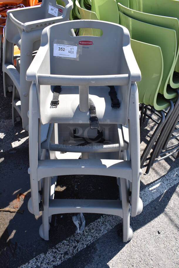 2 Rubbermaid Gray Poly High Chairs on Casters. 22x22x30. 2 Times Your Bid!