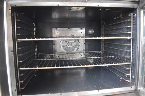 2 Vulcan VC4ED Stainless Steel Commercial Electric Powered Full Size Convection Oven w/ View Through Doors, Metal Oven Racks and Thermostatic Controls on Commercial Casters. 208 Volts, 3/1 Phase. 40x32x68. 2 Times Your Bid! - Image 4 of 12
