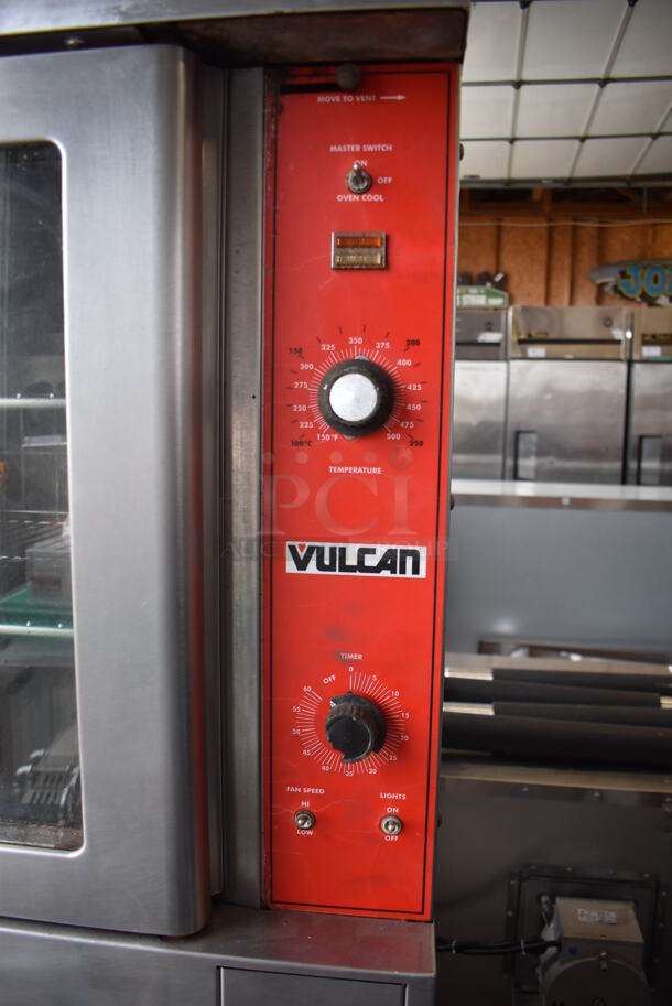 2 Vulcan VC4ED Stainless Steel Commercial Electric Powered Full Size Convection Oven w/ View Through Doors, Metal Oven Racks and Thermostatic Controls on Commercial Casters. 208 Volts, 3/1 Phase. 40x32x68. 2 Times Your Bid! - Image 7 of 12