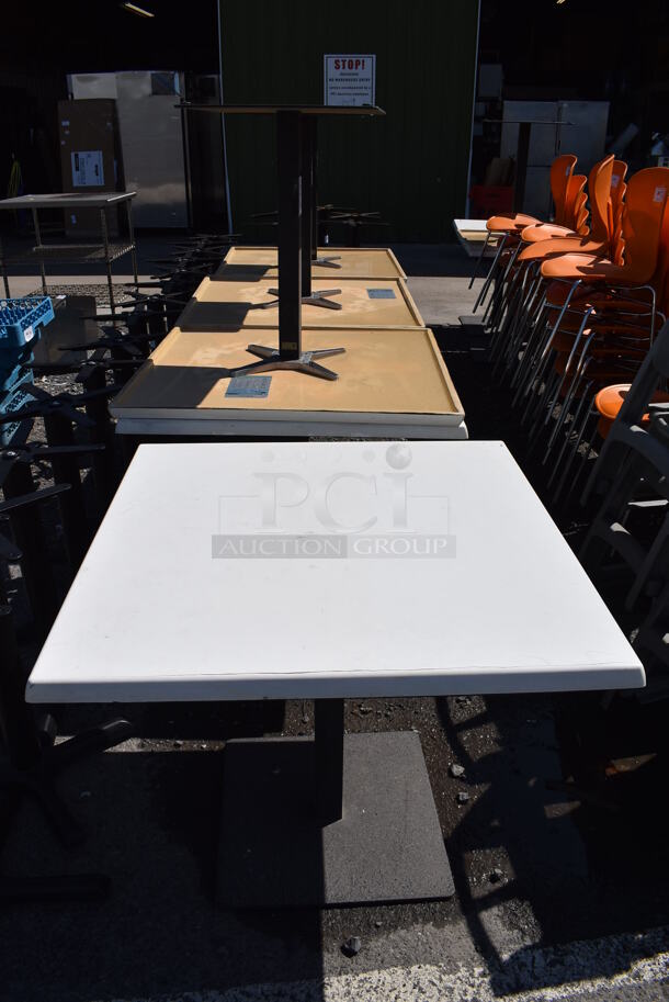 2 White Dining Height Tables on Metal Table Base. 27.5x27.5x29.5. 2 Times Your Bid! - Image 4 of 4