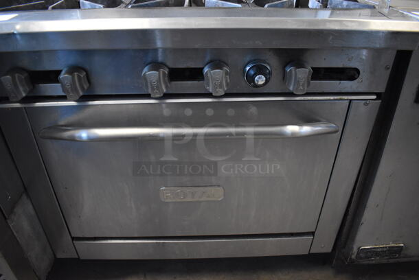 Royal Stainless Steel Commercial Natural Gas Powered 6 Burner Range w/ Oven and Back Splash on Commercial Casters. 36x32.5x56 - Image 5 of 6
