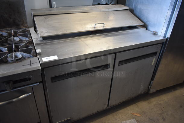 Arctic Air AST48R Stainless Steel Commercial Sandwich Salad Prep Table Bain Marie Mega Top on Commercial Casters. 115 Volts, 1 Phase. 48x30x43. Tested and Powers On But Does Not Get Cold
