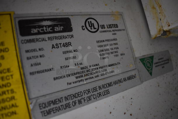 Arctic Air AST48R Stainless Steel Commercial Sandwich Salad Prep Table Bain Marie Mega Top on Commercial Casters. 115 Volts, 1 Phase. 48x30x43. Tested and Powers On But Does Not Get Cold - Image 8 of 8