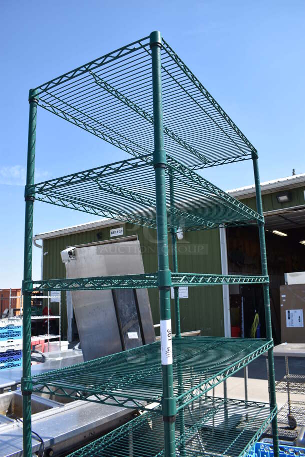 Green Finish 7 Tier Wire Shelving Unit on Commercial Casters. BUYER MUST DISMANTLE. PCI CANNOT DISMANTLE FOR SHIPPING. PLEASE CONSIDER FREIGHT CHARGES. 41.5x22x92 - Image 2 of 3