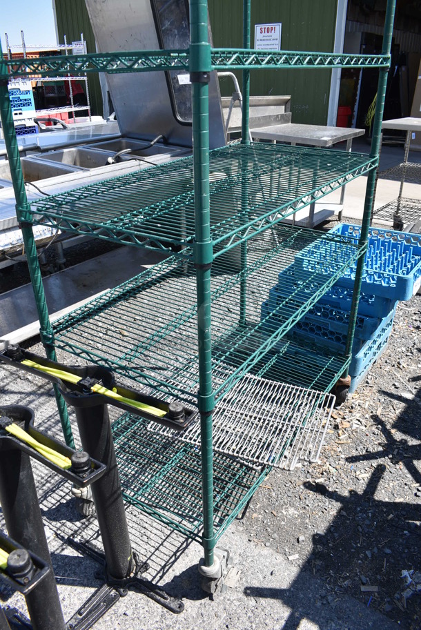 Green Finish 7 Tier Wire Shelving Unit on Commercial Casters. BUYER MUST DISMANTLE. PCI CANNOT DISMANTLE FOR SHIPPING. PLEASE CONSIDER FREIGHT CHARGES. 41.5x22x92 - Image 3 of 3