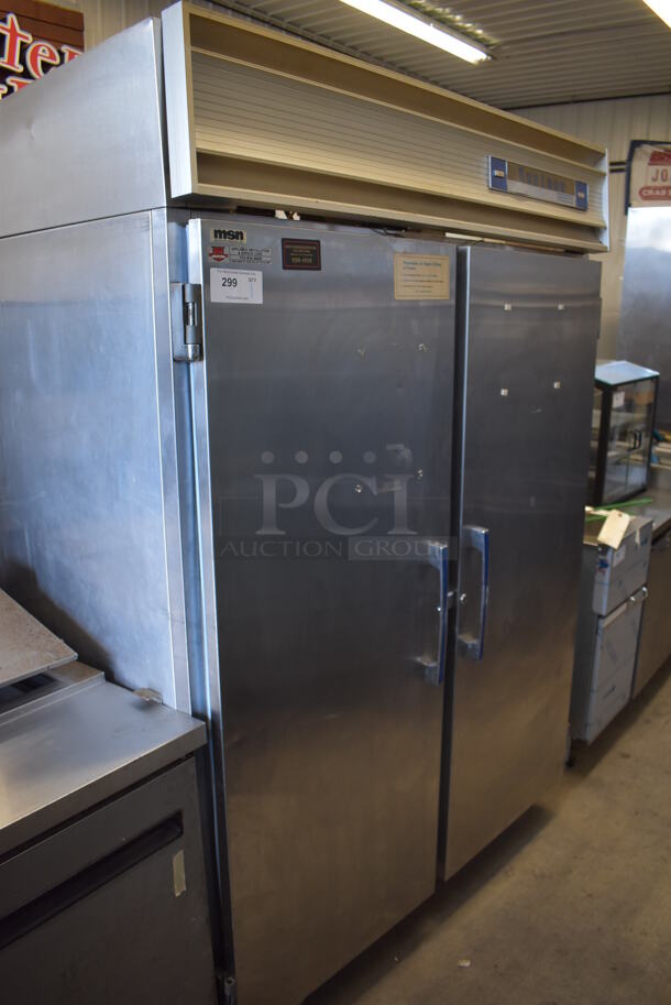 Raetone AR-47-S2 Stainless Steel Commercial 2 Door Reach In Cooler. 115 Volts, 1 Phase. 55x34x80. Cannot Test Due To Cut Power Cord