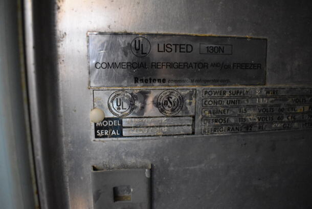 Raetone AR-47-S2 Stainless Steel Commercial 2 Door Reach In Cooler. 115 Volts, 1 Phase. 55x34x80. Cannot Test Due To Cut Power Cord - Image 3 of 5
