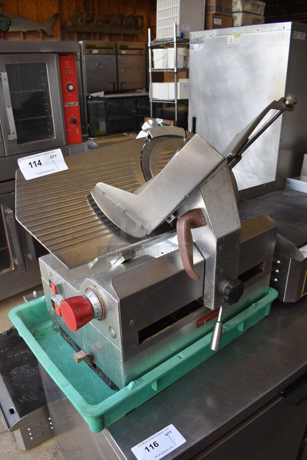 Fleetwood 1412 Stainless Steel Commercial Countertop Automatic Meat Slicer w/ Blade Sharpener. 115 Volts, 1 Phase. 22x19x21. Tested and Working! - Image 3 of 6