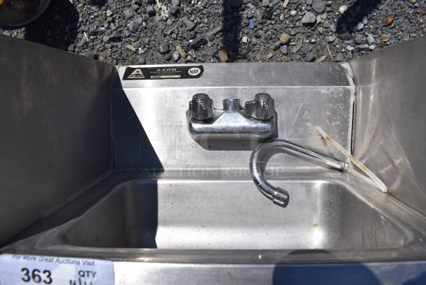 Stainless Steel Commercial Single Bay Wall Mount Sink w/ Faucet, Handles and Dual Drain Boards. 17x15x25 - Image 2 of 4