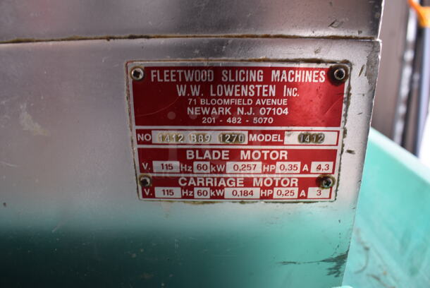 Fleetwood 1412 Stainless Steel Commercial Countertop Automatic Meat Slicer w/ Blade Sharpener. 115 Volts, 1 Phase. 22x19x21. Tested and Working! - Image 6 of 6