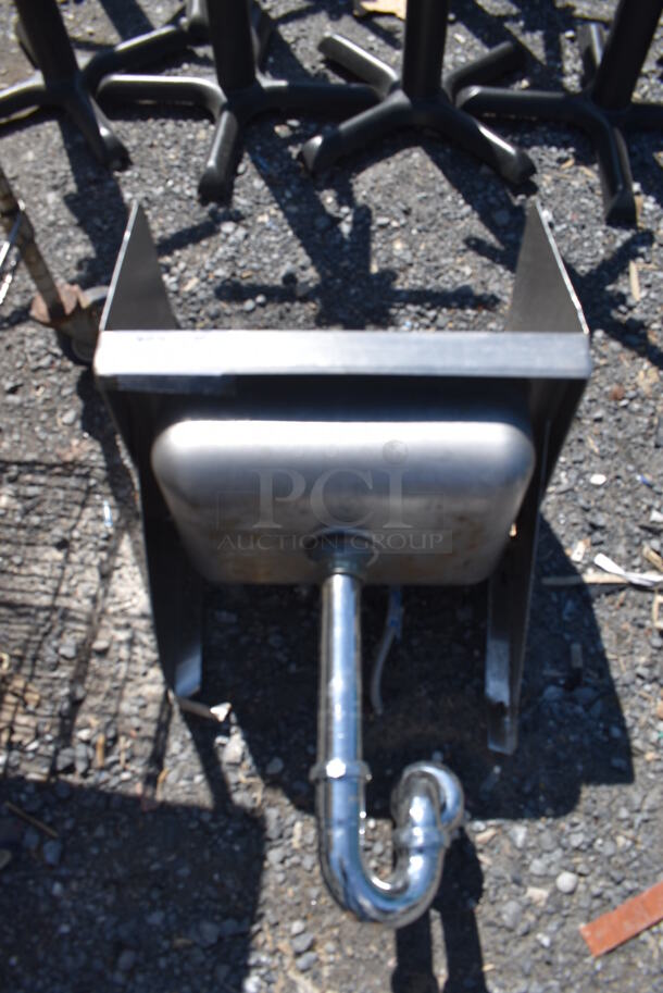 Stainless Steel Commercial Single Bay Wall Mount Sink w/ Faucet, Handles and Dual Drain Boards. 17x15x25 - Image 3 of 4