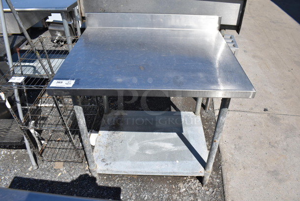 Stainless Steel Commercial Table w/ Back Splash and Metal Under Shelf. 36x31x37