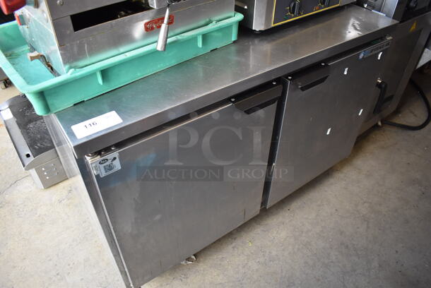 Beverage Air WTR48AHC Stainless Steel Commercial 2 Door Undercounter Cooler on Commercial Casters. 115 Volts, 1 Phase. 48x29x32. Tested and Powers On But Does Not Get Cold - Image 3 of 6
