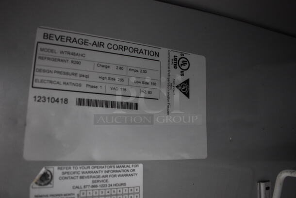 Beverage Air WTR48AHC Stainless Steel Commercial 2 Door Undercounter Cooler on Commercial Casters. 115 Volts, 1 Phase. 48x29x32. Tested and Powers On But Does Not Get Cold - Image 5 of 6