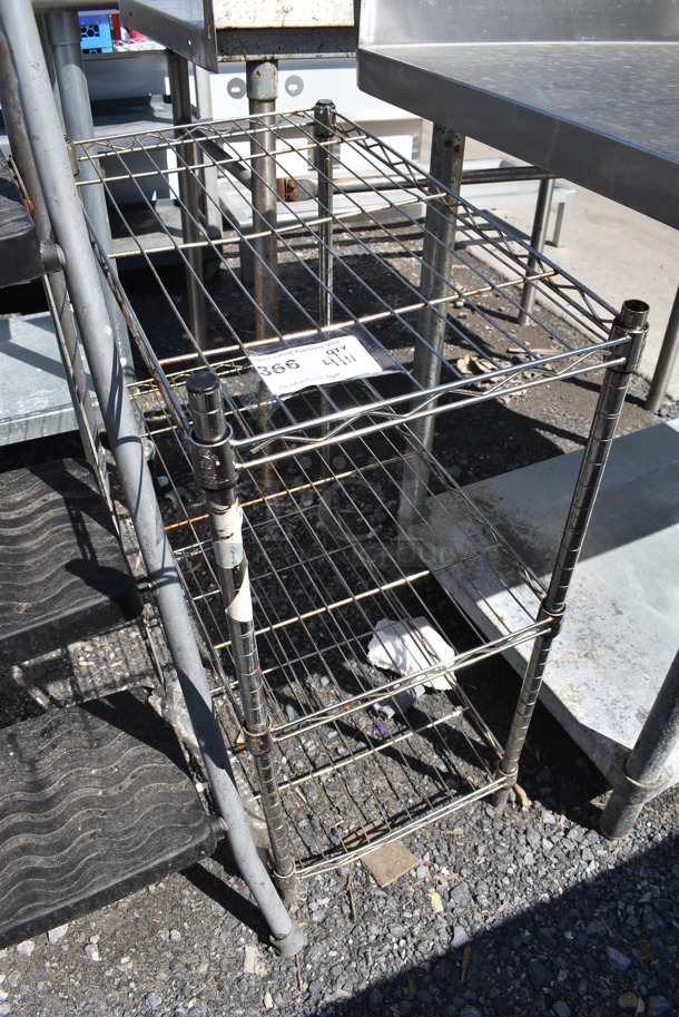 Chrome Finish 3 Tier Wire Shelving Unit. BUYER MUST DISMANTLE. PCI CANNOT DISMANTLE FOR SHIPPING. PLEASE CONSIDER FREIGHT CHARGES. 23x13x29 - Image 2 of 3