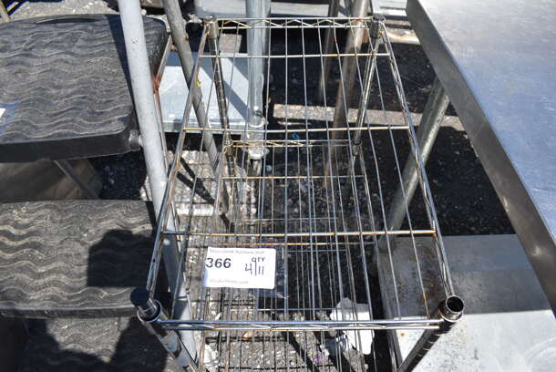 Chrome Finish 3 Tier Wire Shelving Unit. BUYER MUST DISMANTLE. PCI CANNOT DISMANTLE FOR SHIPPING. PLEASE CONSIDER FREIGHT CHARGES. 23x13x29 - Image 3 of 3