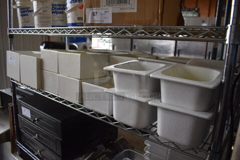 ALL ONE MONEY! Tier Lot of Various White Drop In Bins. Includes 7.5x6.5x6