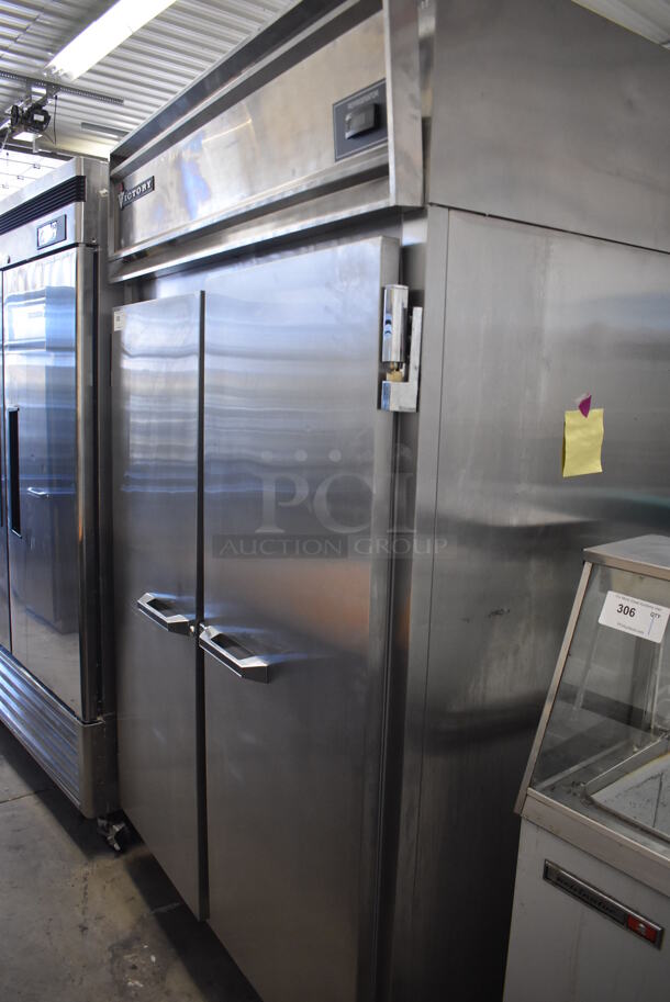 2013 Victory RS-2D-S7 Stainless Steel Commercial 2 Door Reach In Cooler w/ Poly Coated Racks. 115 Volts, 1 Phase. 52x33x83. Tested and Powers On But Does Not Get Cold - Image 3 of 6