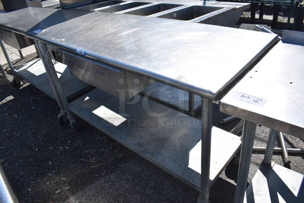 Stainless Steel Table w/ Drawer and Metal Under Shelf on Commercial Casters. 60x24x37
