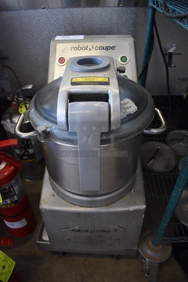 Robot Coupe R10 Metal Commercial Countertop Food Processor w/ Blade on Dolly. 208-230 Volts, 1 Phase. 15x26x32
