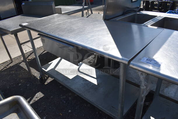 Stainless Steel Table w/ Drawer and Metal Under Shelf on Commercial Casters. 60x24x37