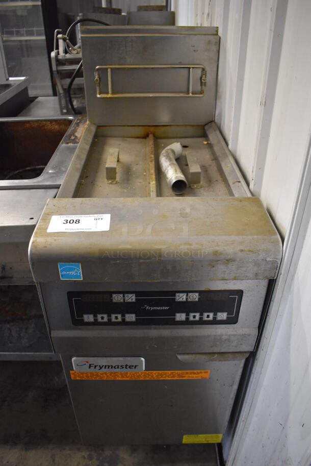 2017 Frymaster PH155-2SC Stainless Steel Commercial Floor Style Natural Gas Powered Deep Fat Fryer on Commercial Casters. 16x30x45
