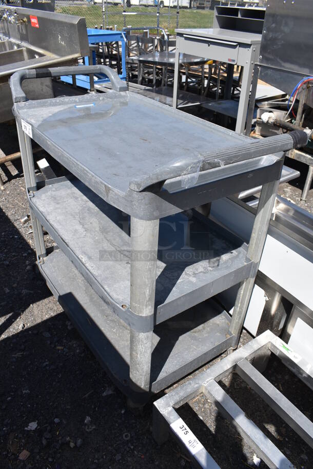 Gray Poly 3 Tier Cart on Commercial Casters. 40.5x18x35