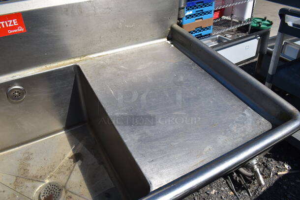 Stainless Steel Commercial 3 Bay Power Soak Sink w/ 2 Faucets, Handles and Spray Nozzle Attachment. 102x30x48. Bays 20x24x14 - Image 6 of 7
