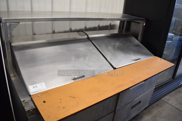 2015 Delfield D4464N-24M-A53 Stainless Steel Commercial Sandwich Salad Prep Table Bain Marie Mega Top w/ 4 Drawers and Over Shelf on Commercial Casters. 115 Volts, 1 Phase. 65x38x55. Tested and Working! - Image 2 of 8