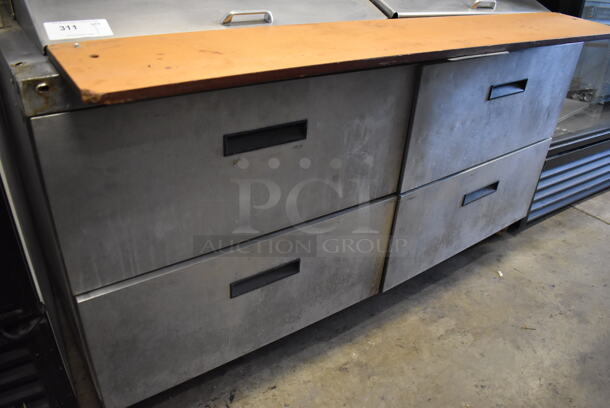 2015 Delfield D4464N-24M-A53 Stainless Steel Commercial Sandwich Salad Prep Table Bain Marie Mega Top w/ 4 Drawers and Over Shelf on Commercial Casters. 115 Volts, 1 Phase. 65x38x55. Tested and Working! - Image 3 of 8