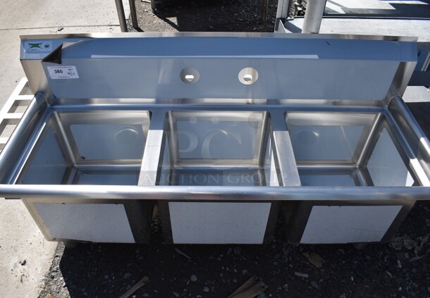 BRAND NEW SCRATCH AND DENT! Regency 600s31515 Stainless Steel Commercial 16 Gauge 3 Bay Sink. No Legs. 54x20x23. Bays 14x14x12